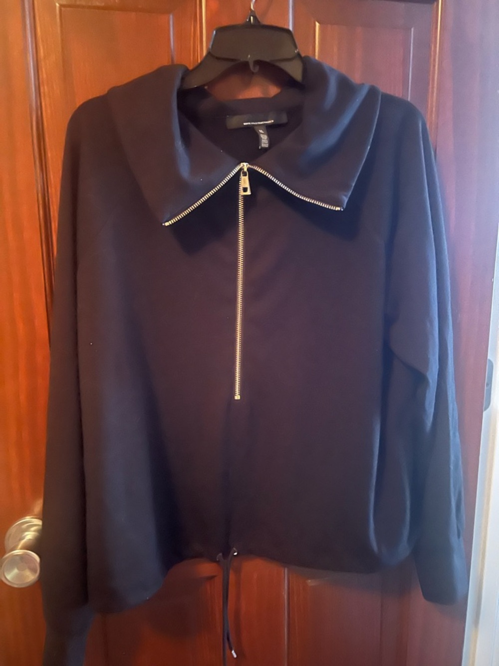 White House Black Market Black 3/4 Zip Funnel-Collar Bomber Jacket